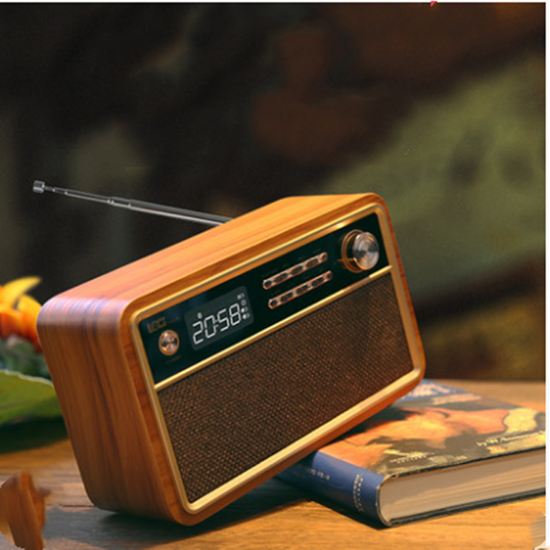 Wooden Retro Style Bluetooth Radio Clock Alarm Clock Speaker
