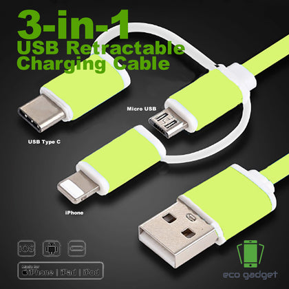 3-in-1 USB Retractable charging cable